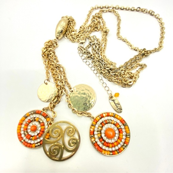 JULES C. Necklace Long Dangles Goldtone Chain - Picture 7 of 8